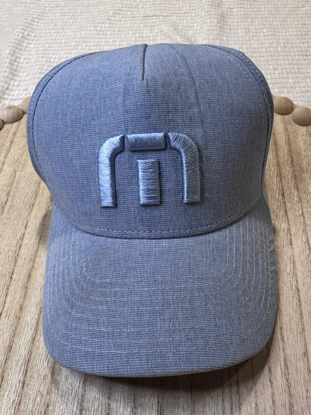 TravisMathew Light Blue Performance Snapback Golf Hat Raised Logo Adult OSFA